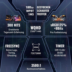 Gaming Monitor - Beeldscherm computer - 32 inch - Curved - 180Hz - WQHD - Minifire