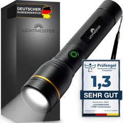 Zaklamp LED - Oplaadbaar - 1000 Lumen - Zwart - Lichtmeister