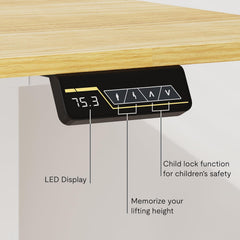 Zit sta bureau - Elektrisch - Verstelbaar - 160x75 cm - Wit / Bruin - QS1M - SANODESK •