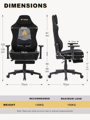 Symino Gamingstoel, computerstoel met voetensteun, verstelbare lendensteun, hoofdsteun, PU-leer, pc-stoel, ergonomische gamingstoel voor volwassenen en tieners