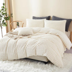 Beddengoed - Dekbedovertrek - 220 x 240 - Beige - Freyamy Pluche