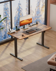 Zit sta bureau - Elektrisch - Verstelbaar - 120x60 cm - Bruin - HLFURNIEU
