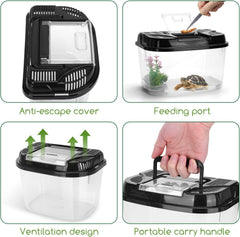 Terrarium voor reptielen en amfibieën, transparante kunststof kweekbox voor schildpad, hagedis, spide, hoornkkikker, kever - XL (34,8 x 22,1 x 21,6 cm) - Nobleza •