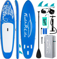 FEATH-R-LITE Opblaasbaar paddleboard, stand-up paddleboards voor volwassenen, SUP met twee verschillende configuraties van accessoires, blauw