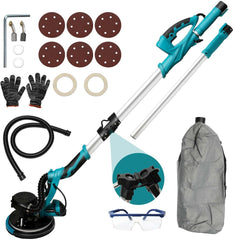 Gipsplaatschuurmachine, 1250W wandschuurmachine met schuurgiraf en automatisch afzuigsysteem, LED-lamp, 5-versnellingsbak, 800-1800 tpm, inklapbare handgreep, 6 schuurschijven, wand- en plafondschuurmachine •