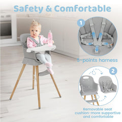 Kinderstoel - Babystoel - Verstelbaar - 6-36 maanden - Grijs - Ezebaby