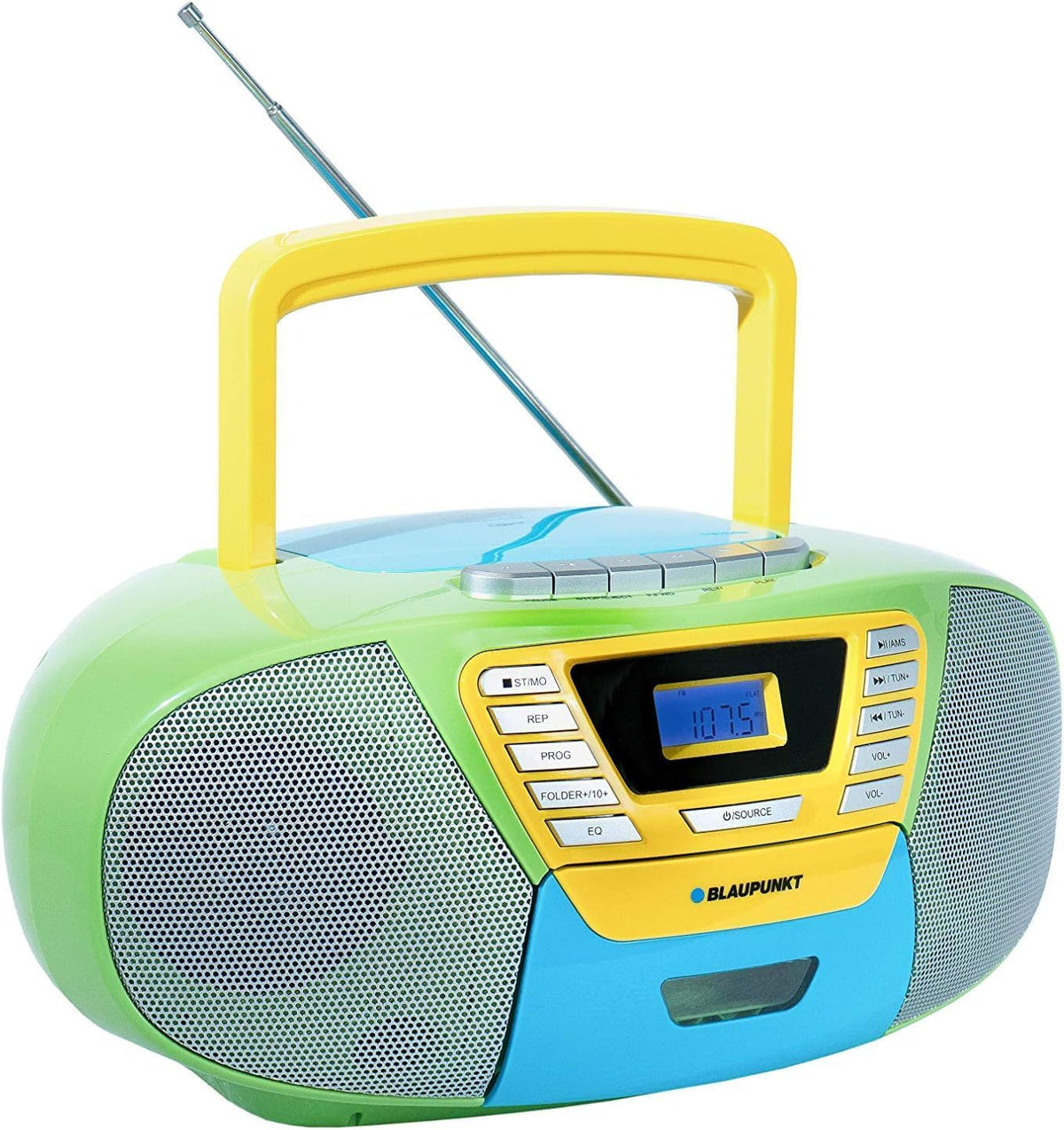 Blaupunkt B 120 Boombox met cd-speler voor kinderen, draagbare cd-speler met radio en USB, MP3-weergave, kinderradio met cd-hoofdtelefoonaansluiting, draagbare cd-speler voor kinderkamer en reizen •