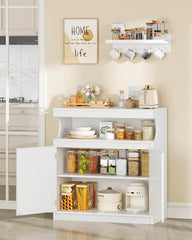 Hzuaneri SC80003X Sideboard, keukenkast met 2 deuren, buffetkast met open ruimte, opbergmeubel, verstelbare planken, keuken, woonkamer, 40 x 80 x 85 cm, wit