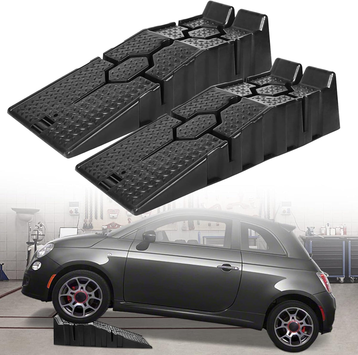 Oprijblokken - Oprijplaten - Set van 2 - Zwart - TRMLBE