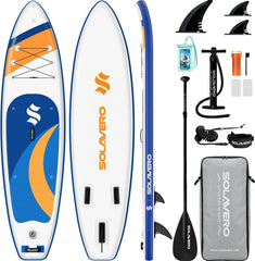 Sup Board - Opblaasbaar Paddle Board - 200 kg - Wit/Blauw - SOLAVERO •
