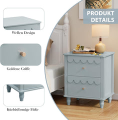 Nachtkastje set van 2 - Bijzettafel - Opbergkastje - 50x40x60 cm - Blauw - GOOBUY