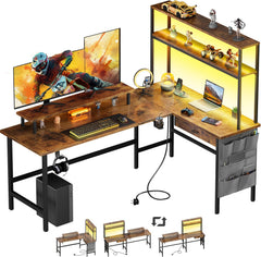 Gaming bureau - Gaming desk - Hoekbureau - 150x100 cm - Bruin - HLONONE