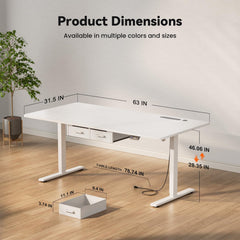 Zit sta bureau - Elektrisch - Verstelbaar - 160x80 cm - Wit - HLDIRECT