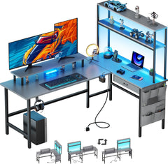 Gaming bureau - Gaming desk - Gaming tafel - 170x100 cm - Grijs - HLONONE