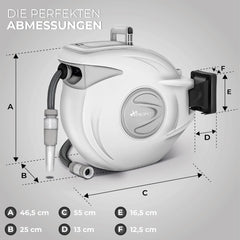 Wandslangenbox - Tuinslanghaspel - Tuinslang met haspel - 30 meter - Grijs