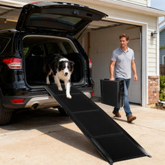 Hondenhelling voor de auto, inklapbaar, 170 cm, inklapbare hondenhelling met antislip oppervlak, hondenhelling voor SUV, vrachtwagen en outdoor trappen, stabiele helling voor grote en - Nobleza