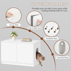 FOBYFURNY Kattenbak, verborgen kattenbak, meubel, kattenkast met drukdeuren en ventilatiegaten, minimalistisch kattenhuis, woonkamer, 80 x 50 x 51,5 cm, wit
