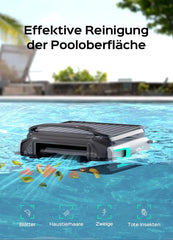 WYBOT F1 Zwembadskimmer op zonne-energie, met accu, ultrastil, app-bediening, voor alle zwembaden, mat zwart-groen (oplader niet inbegrepen, zie speciale aanbieding)