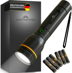 Zaklamp LED - Oplaadbaar - 500 Lumen - Zwart - Lichtmeister •