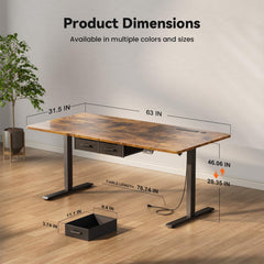Zit sta bureau - Elektrisch - Verstelbaar - 160x80 cm - Bruin - HLDIRECT