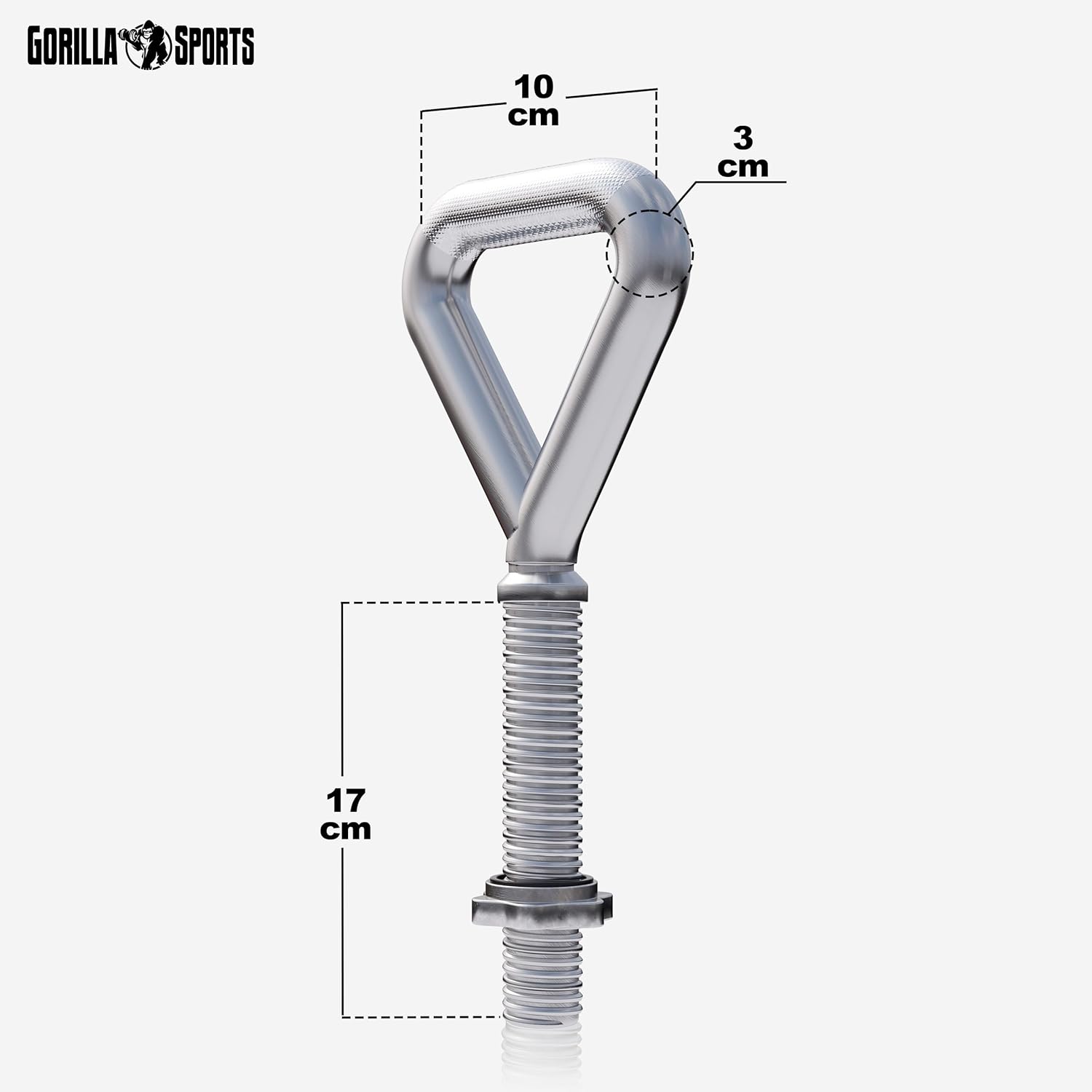 GORILLA SPORTS® Kettlebell verstelbaar – handvat voor 30 mm halterschijven, incl. stersluiting, max. 50 kg, chroom – kogelhalter, swinghalter, halters, gewichten, full-body training, krachttraining