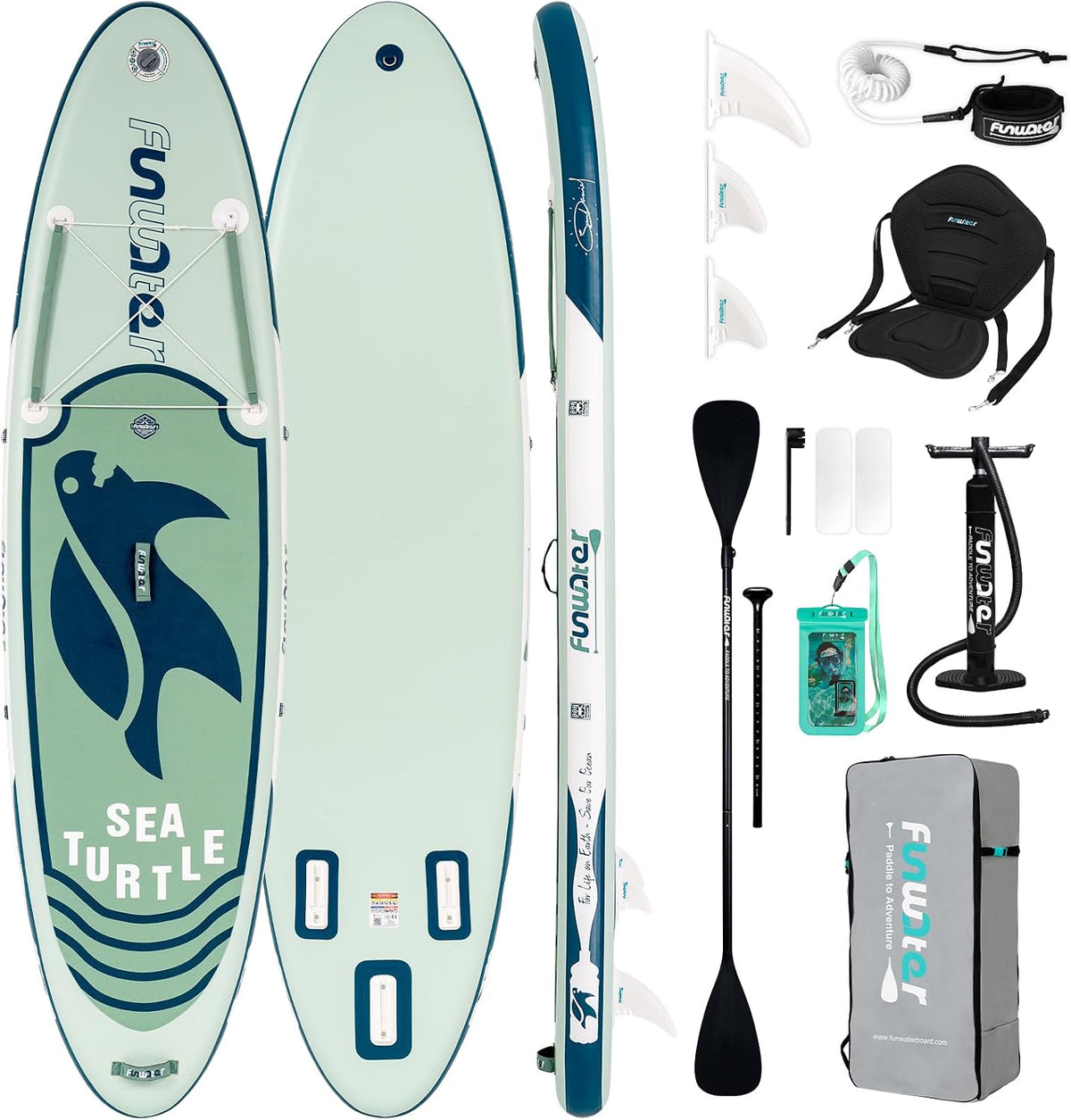 FunWater Stand Up Paddling Board 320 cm- SUP voor 2 personen/gezinnen, met complete accessoires, dubbellaags pvc, beginnersvriendelijk, opblaasbaar paddleboard voor volwassenen en beginners