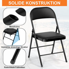 Klapstoelen - Vouwstoelen - Set van 6 - Eettafelstoelen - Zwart