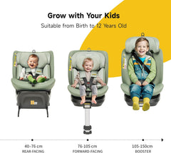 Autostoel - Isofix Autostoeltje - 0-12 jaar - Groen - Jovikids