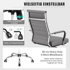 Ergonomische Bureaustoel -  Office Chair - Gamestoel - Volwassenen - Grijs - UEV