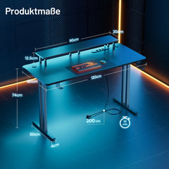 Gaming bureau - Gaming desk - Gaming tafel - 120x60 cm - Zwart