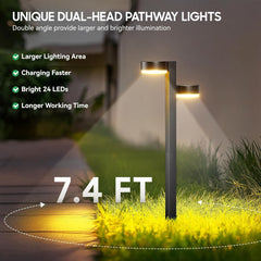 Solar Pathway Lights Outdoor, 4 Pack Bright Dual-Head Solar Lights Outdoor Waterdicht, Auto aan/Uit Solar Garden Lights Zonne-energie voor Tuin Patio Loopbrug Oprit Buiten Landschap Decor