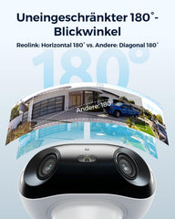 Reolink 4K bewakingscamera op zonne-energie, voor buiten, accu, PIR- en, 180° groothoek, ColorX nachtzicht, 8MP draadloze WLAN IP-camera, 2,4/5GHz Wi-Fi 6, IP66 waterdicht, Argus 4 Pro + zonnepaneel