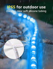 Aigostar Solar LED-strip van 10 meter met afstandsbediening, 100W, 300 LED's, waterdicht IP65, RGB LED-strip voor tuin, bomen, huis, kerst, feestdagen, terras, feest •