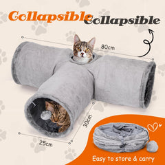 Kattentunnel - Kattenspeelgoed - Kattenspeeltjes - Grijs - Nobleza