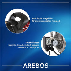 Arebos Huiswaterinstallatie, 1200 watt, debiet 3800 l/u, opvoerhoogte 48 meter, tank van 19 liter