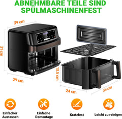 Airfryer XXL - Heteluchtfriteuse - 12L - 2600W - Zwart - EMPHSISM