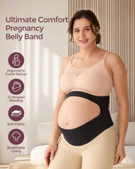 Momcozy zwangerschapsbuikband, CozySupport Ergonest zwangerschapsbuikband, onzichtbare zwangerschapsgordel voor rug, buik en taille, 2XL, Zwart