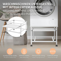 Wasmachine verhoger - Tot 150kg - 62,5x53,5x45 cm - Wit - ML-Design