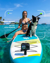 SOLAVERO Opblaasbare Paddle voor Volwassenen, 335 x 83 x 15 cm, Stand-Up Paddle met Antislip EVA-brug, Verstelbare Paddle, 3 Vinnen, voor Alle Niveaus, tot 200 kg, wit/blauw