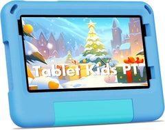 PRITOM TAB7 PRO Kindertablet 7 inch, 64 GB, 3 GB RAM (geüpgraded), peutertablet Android 14 met wifi, dubbele camera, educatieve functies, spelletjes, vooraf geïnstalleerde kindersoftware, ouderlijk toezicht, blauw