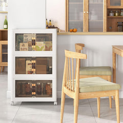 Opbergbox met deksel - Opbergdoos - 3x25L - Wit - COSTWAY