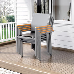 Tuinstoelen - Stapelbaar - Aluminium - Set van 2 - Grijs - LIFERUN