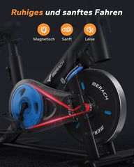 MERACH Hometrainer, fiets met verstelbare weerstand, stille hometrainer fiets met verbeterde led-monitor, tablethouder, indoor fietsfiets voor cardiotraining thuis, eigen app, tot 136 kg