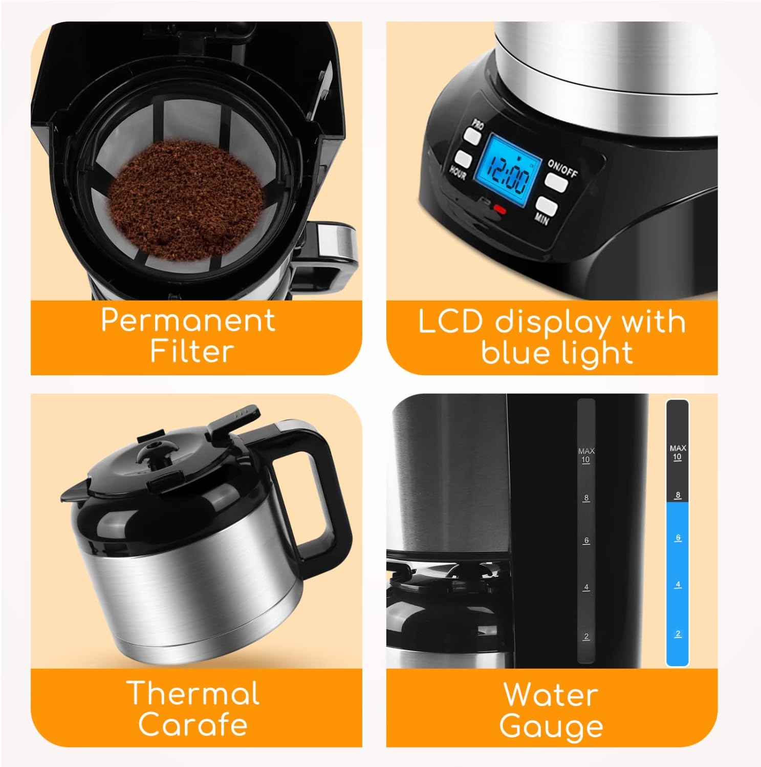 Koffiezetapparaat - filterkoffie - met thermoskan - RVS