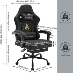 Ergonomische Bureaustoel -  Office Chair - Gamestoel - Volwassenen - Zwart - SYMINO