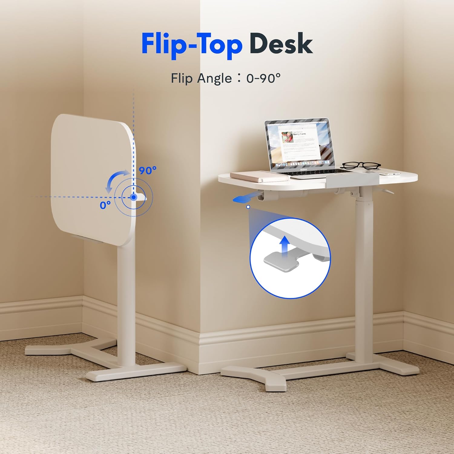FLEXISPOT Bijzettafel H5 - flexibele laptoptafel en bedtafel met kantelbaar tafelblad, in hoogte verstelbaar en mobiel, ideaal voor bank, bed en leesuren (wit)