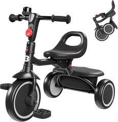 besrey Kinderdriewieler met bel, kinderdriewieler van 2 jaar tot 5 jaar, kinderdriewieler, peuterfietsen voor 2-3 jaar, peuterdriewieler voor 2 - 4 jaar, zwart