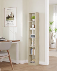 Hzuaneri Boekenkast, boekenkast, 6 niveaus, kubusrek, moderne open plank van hout, opbergplanken en presentatieplanken voor woonkamer, thuiskantoor, slaapkamer, eikenbeige BC09616X