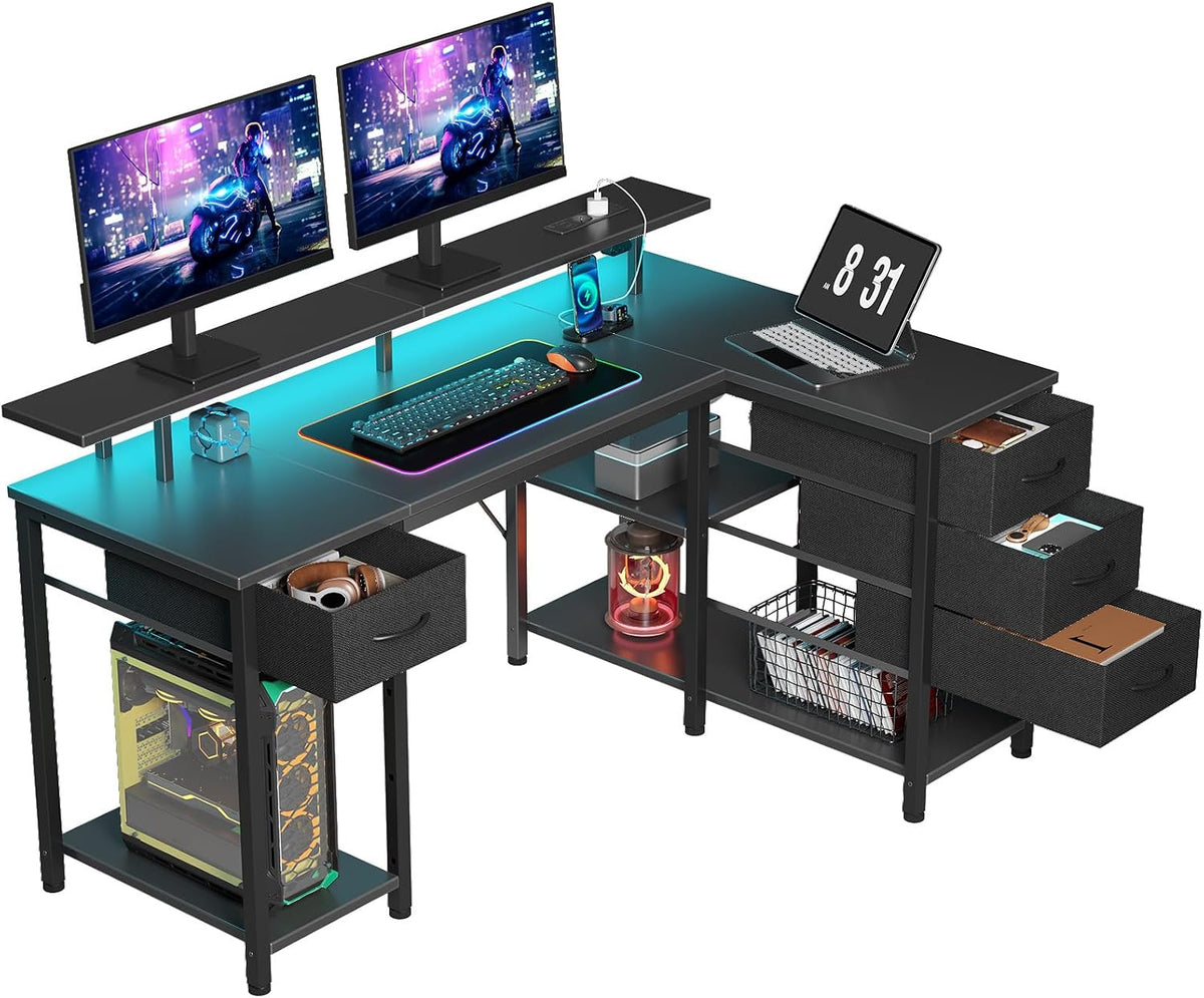 Bureau - Computertafel - Hoekbureau - 120x80 cm - Zwart - Seventable •