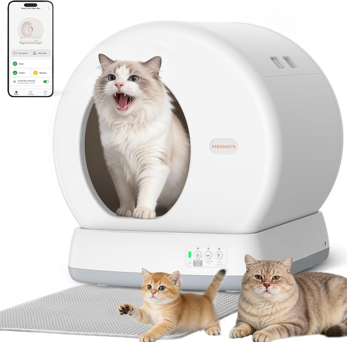 Automatische Kattenbak XXL - 57L - Zelfreinigende Kattenbak - Incl. App - MeoWant